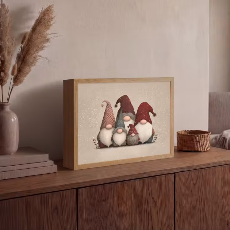 Lightbox - Wandlamp - Kabouters - Kerst - Sneeuw - Puntmutsen — 4
