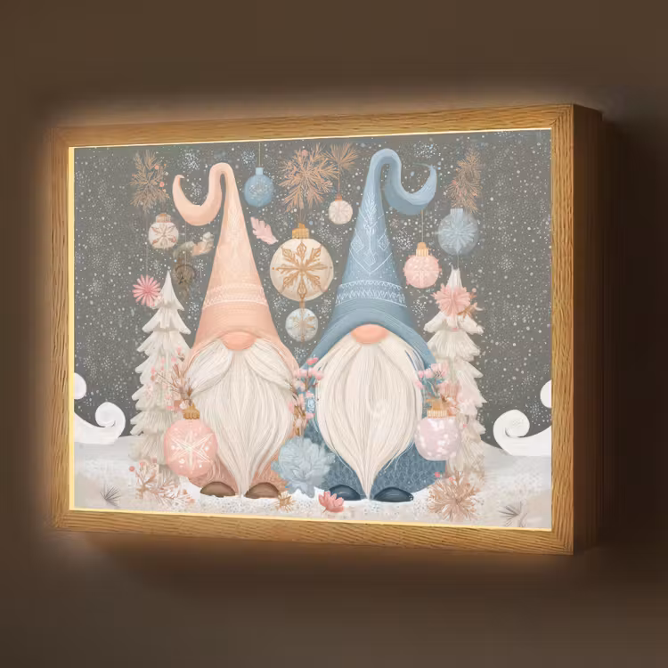 Lightbox - Wandlamp - Kerst - Gnomen - Pastel — 1