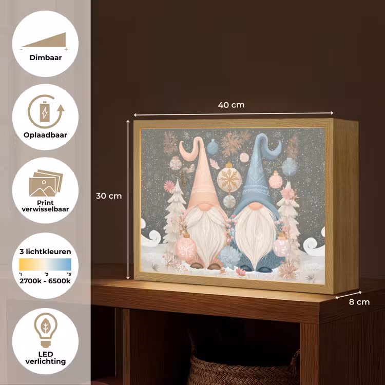 Lightbox - Wandlamp - Kerst - Gnomen - Pastel — 10