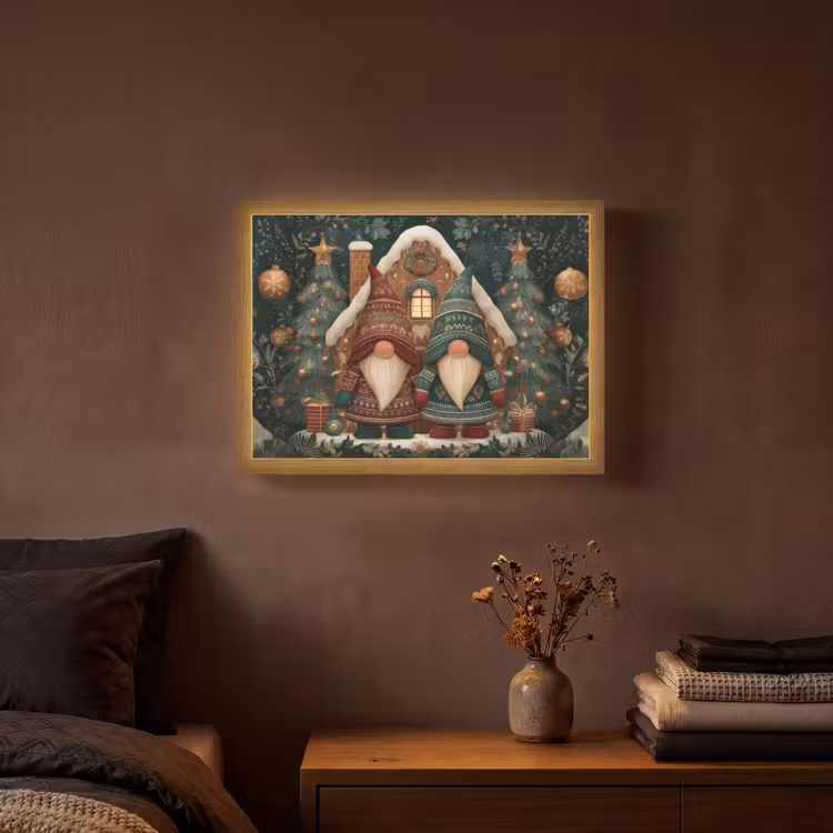 Lightbox - Wandlamp - Kerst - Gnomen - Peperkoekhuisje - Rood - Groen — 3