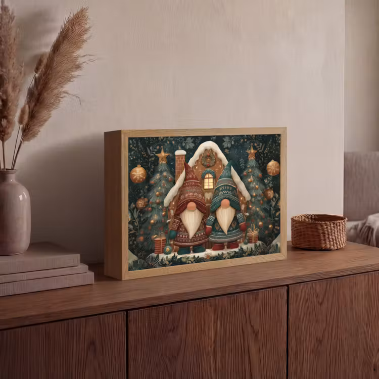 Lightbox - Wandlamp - Kerst - Gnomen - Peperkoekhuisje - Rood - Groen — 4