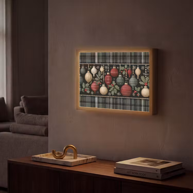 Lightbox - Wandlamp - Kerstballen - Rood - Hulsttakken - Patroon — 2