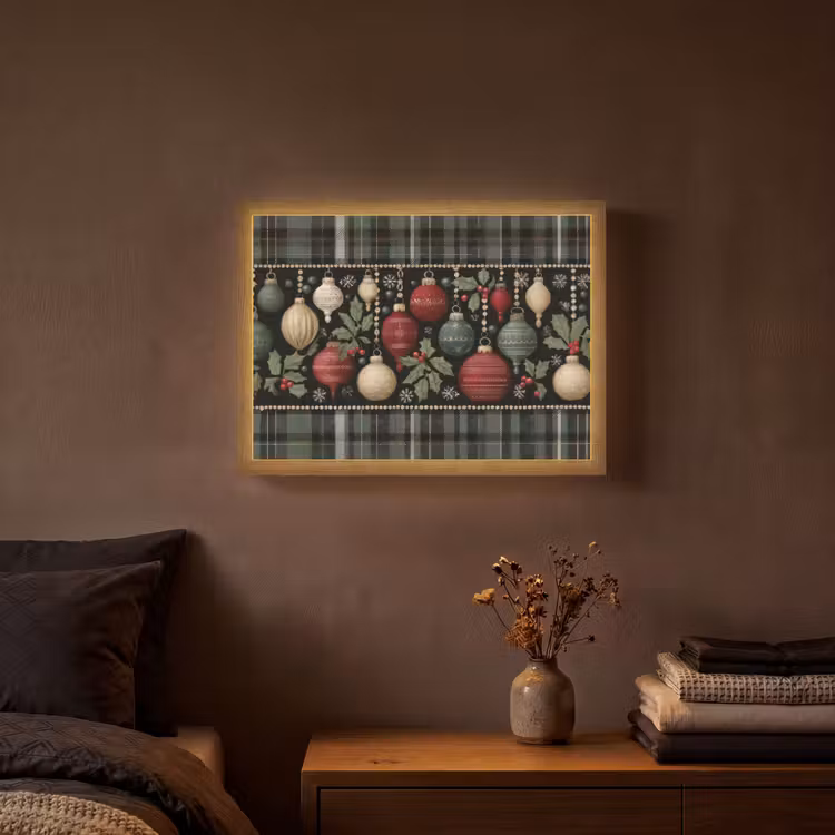 Lightbox - Wandlamp - Kerstballen - Rood - Hulsttakken - Patroon — 3
