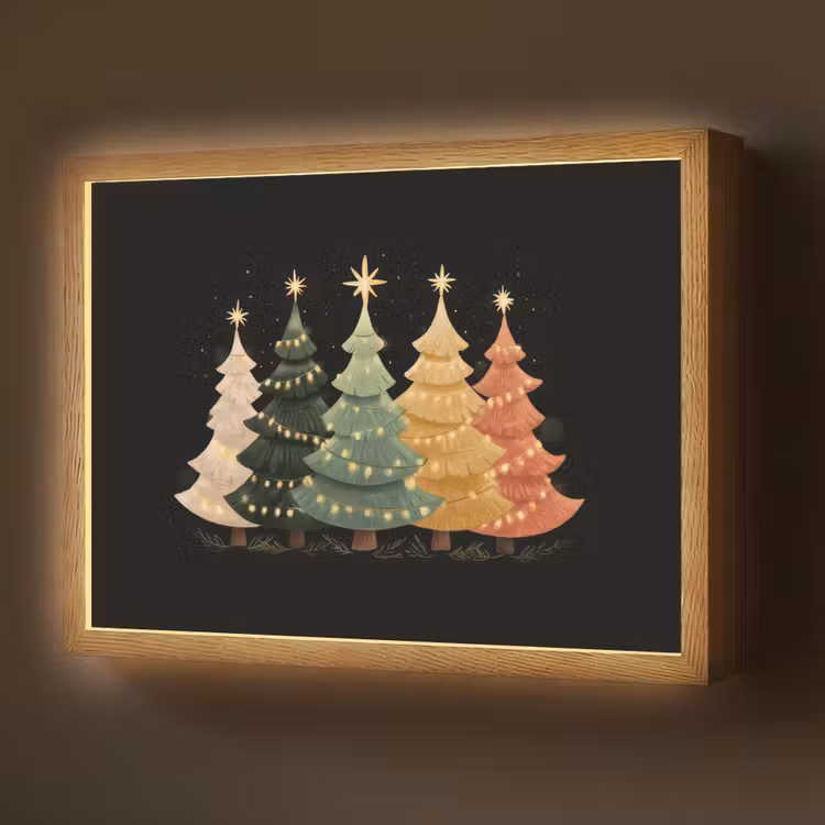 Lightbox - Wandlamp - Kerstbomen - Kleurrijk - Lichtjes - Ster — 1