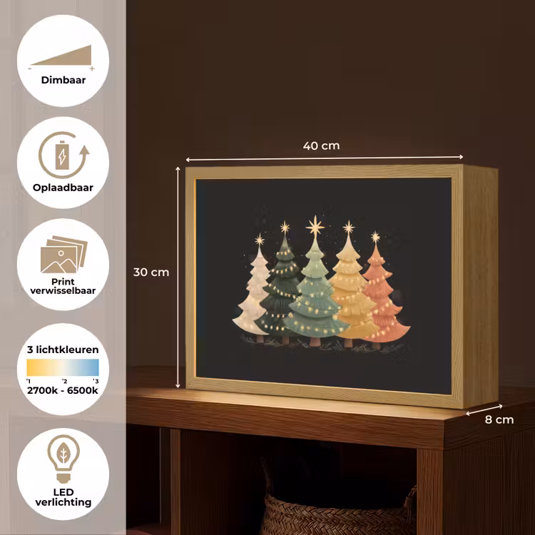 Lightbox - Wandlamp - Kerstbomen - Kleurrijk - Lichtjes - Ster — 10