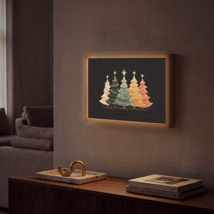 Lightbox - Wandlamp - Kerstbomen - Kleurrijk - Lichtjes - Ster — 2