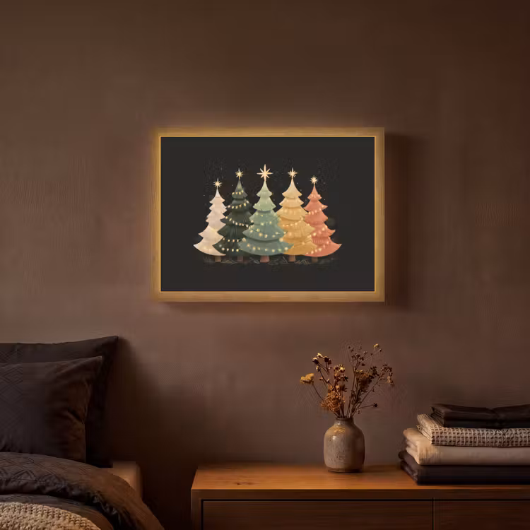 Lightbox - Wandlamp - Kerstbomen - Kleurrijk - Lichtjes - Ster — 3