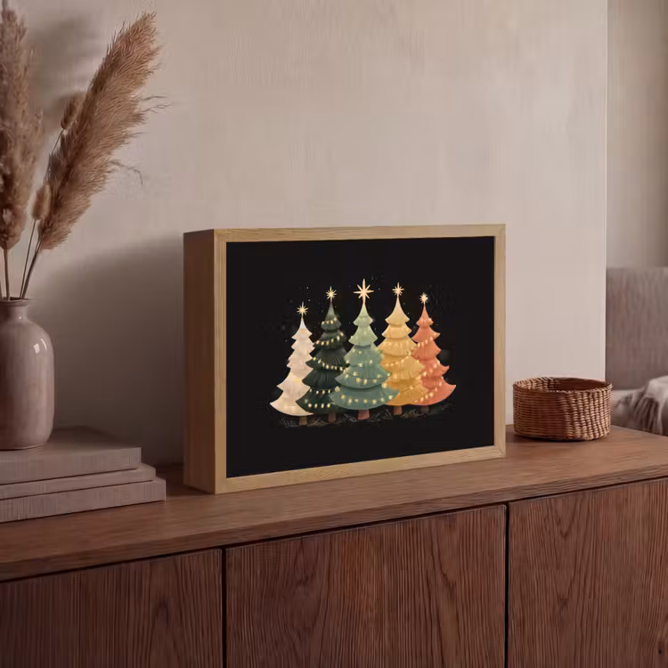 Lightbox - Wandlamp - Kerstbomen - Kleurrijk - Lichtjes - Ster — 4