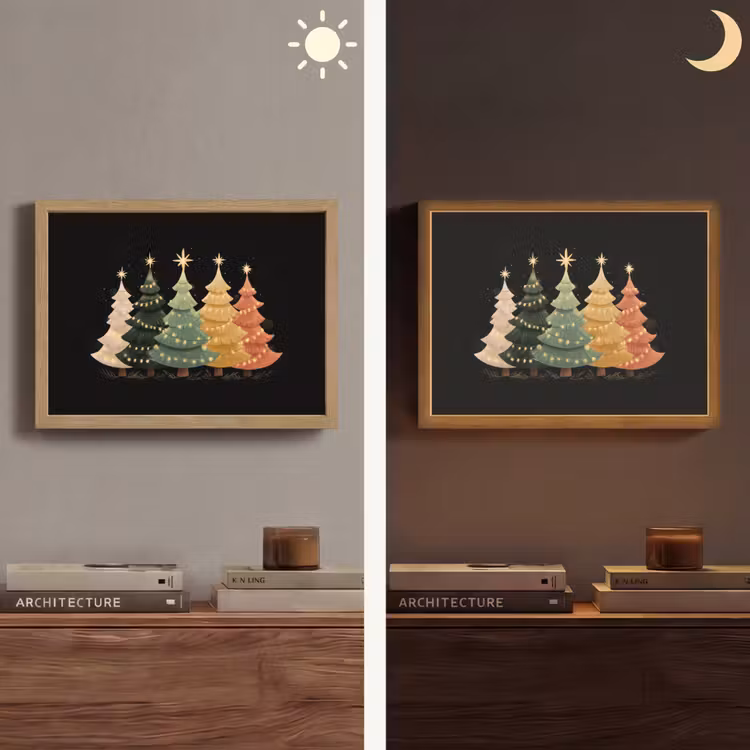 Lightbox - Wandlamp - Kerstbomen - Kleurrijk - Lichtjes - Ster — 6