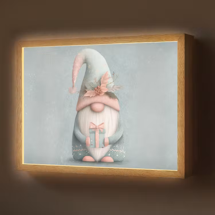 Lightbox - Wandlamp - Kerstgnome - Cadeau - Groen — 1