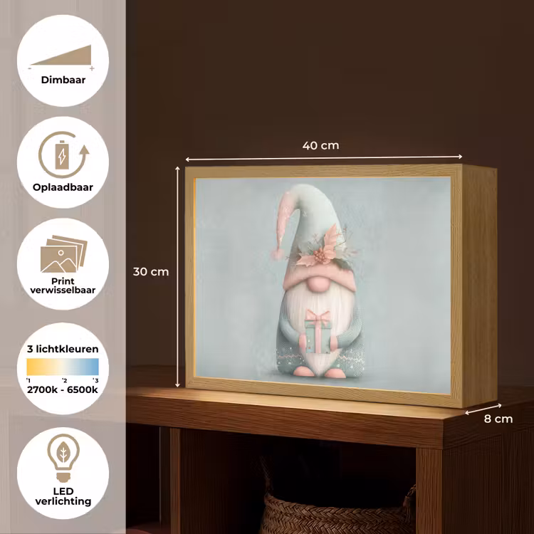 Lightbox - Wandlamp - Kerstgnome - Cadeau - Groen — 10