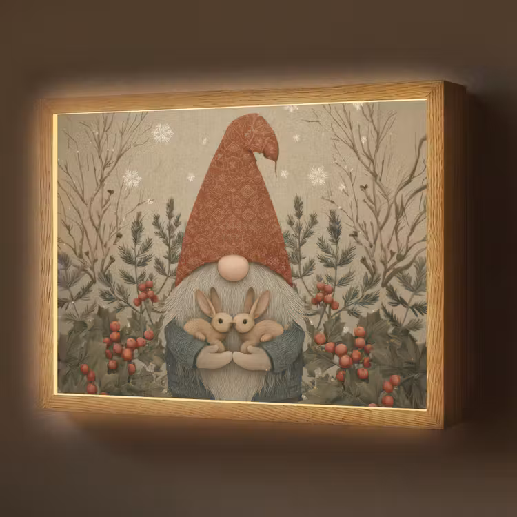 Lightbox - Wandlamp - Kerstgnome - Konijntjes - Kleurrijk — 1