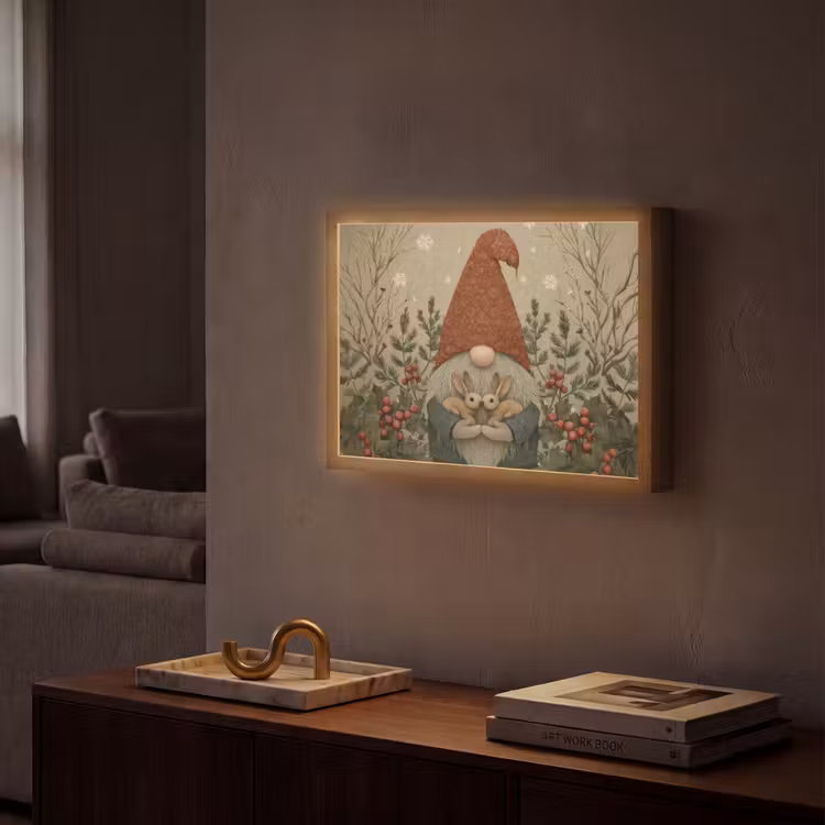 Lightbox - Wandlamp - Kerstgnome - Konijntjes - Kleurrijk — 2