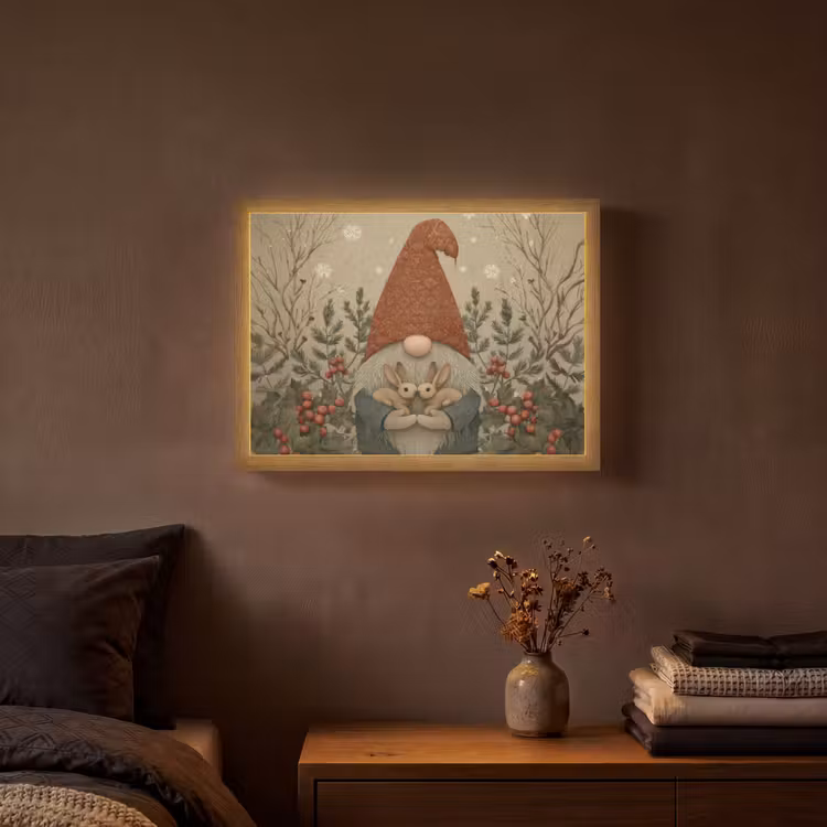 Lightbox - Wandlamp - Kerstgnome - Konijntjes - Kleurrijk — 3