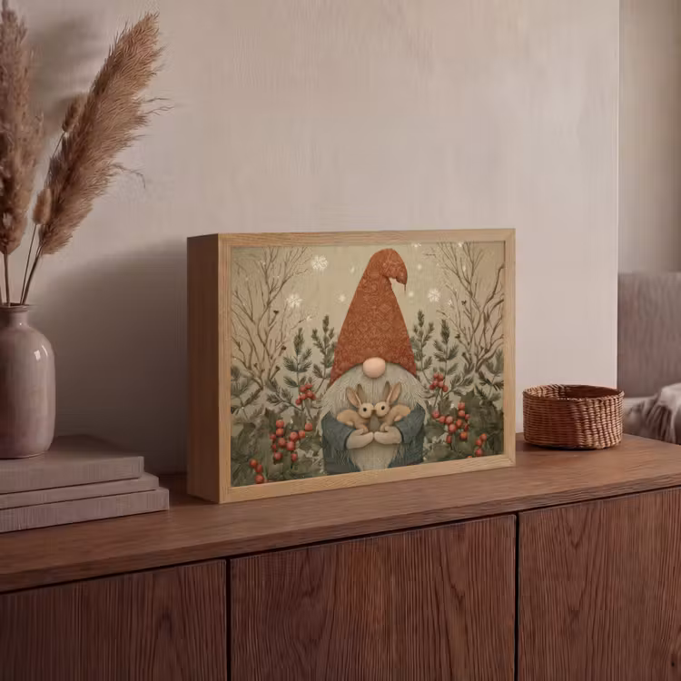 Lightbox - Wandlamp - Kerstgnome - Konijntjes - Kleurrijk — 4