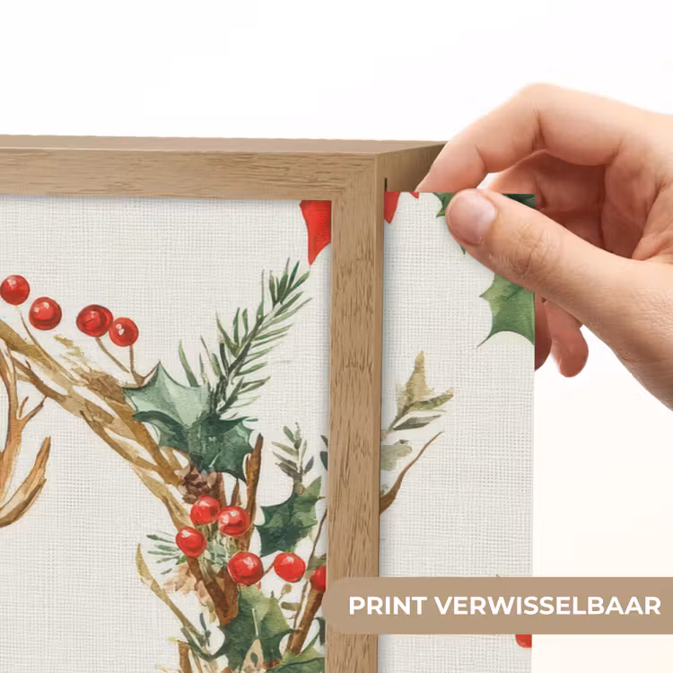 Lightbox - Wandlamp - Kerstkrans - Hert - Hulst - Rood — 5