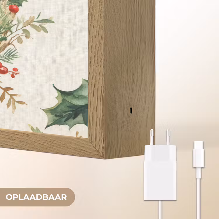 Lightbox - Wandlamp - Kerstkrans - Hert - Hulst - Rood — 7