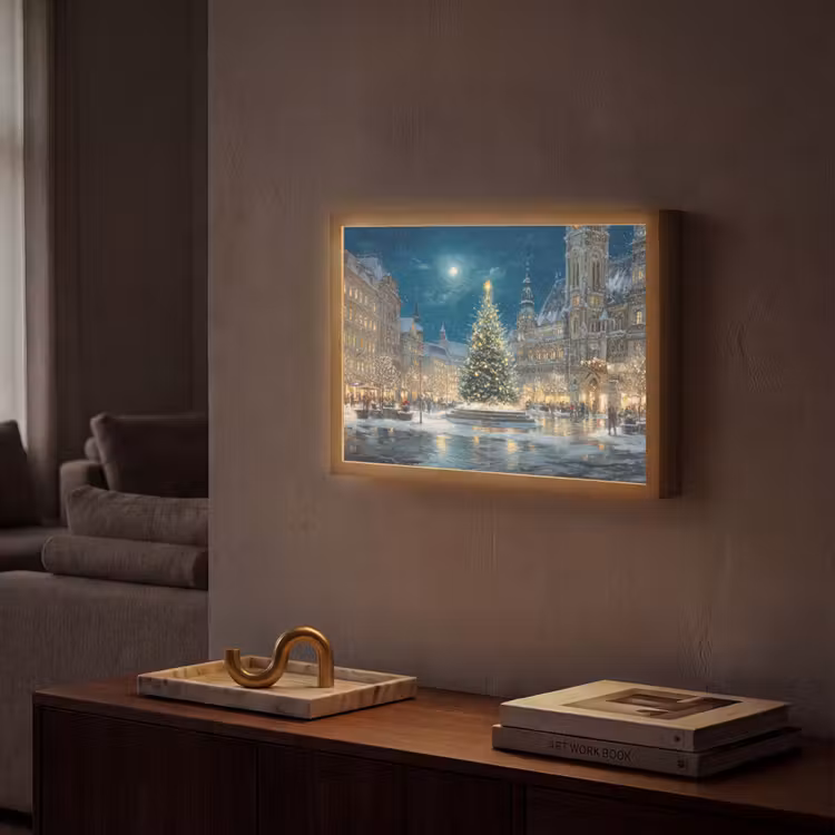 Lightbox - Wandlamp - Kerstnacht - Stadsplein - Meerkleurig — 2