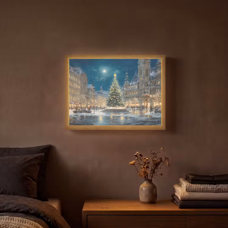 Lightbox - Wandlamp - Kerstnacht - Stadsplein - Meerkleurig — 3