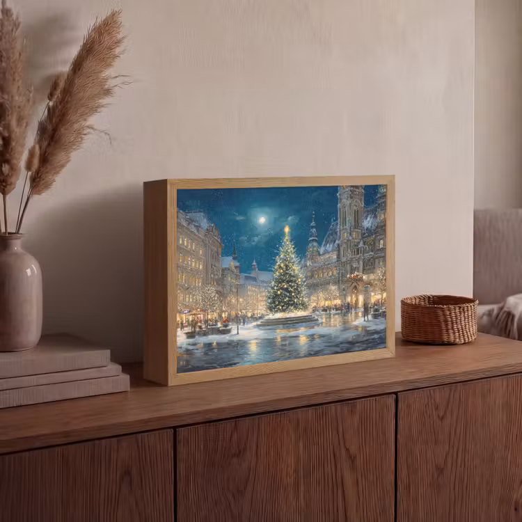 Lightbox - Wandlamp - Kerstnacht - Stadsplein - Meerkleurig — 4