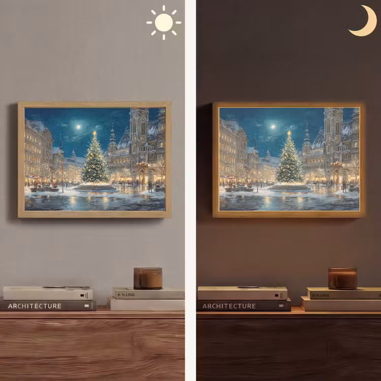 Lightbox - Wandlamp - Kerstnacht - Stadsplein - Meerkleurig — 6