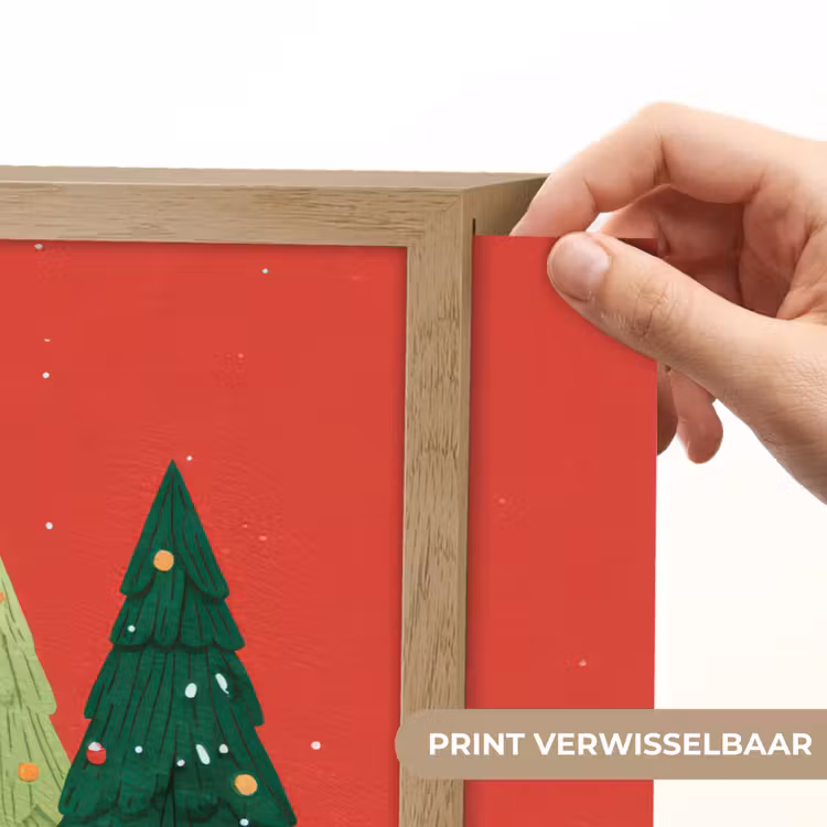 Lightbox - Wandlamp - Minimalistisch - Kerstbomen - Rood - Sneeuw — 5