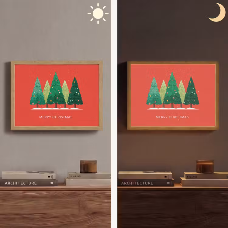 Lightbox - Wandlamp - Minimalistisch - Kerstbomen - Rood - Sneeuw — 6
