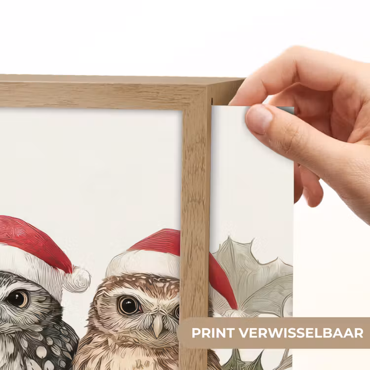 Lightbox - Wandlamp - Uilen - Tak - Hulstblaadjes - Kerstmuts — 5