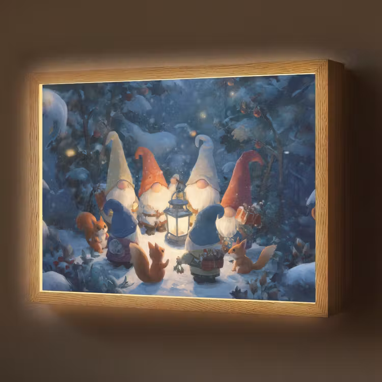 Lightbox - Wandlamp - Winter - Gnooms - Eekhoorns - Meerkleurig — 1