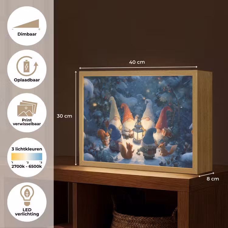 Lightbox - Wandlamp - Winter - Gnooms - Eekhoorns - Meerkleurig — 10