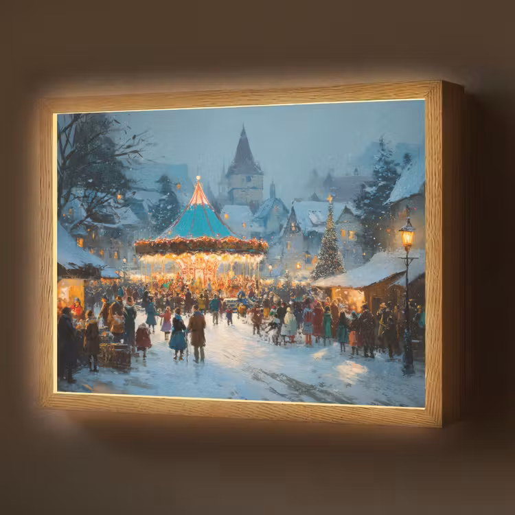 Lightbox - Wandlamp - Winterkermis - Dorp - Kleurrijk — 1