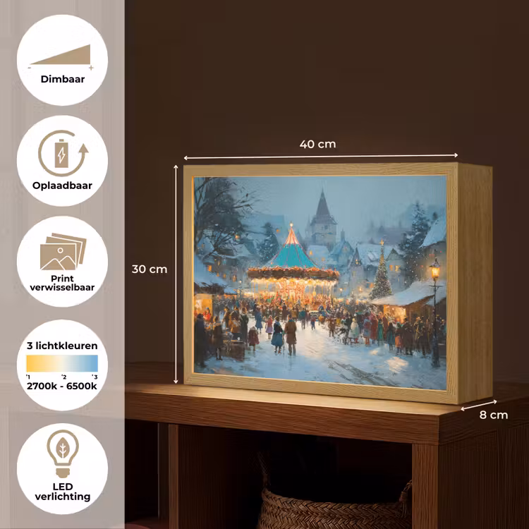 Lightbox - Wandlamp - Winterkermis - Dorp - Kleurrijk — 10