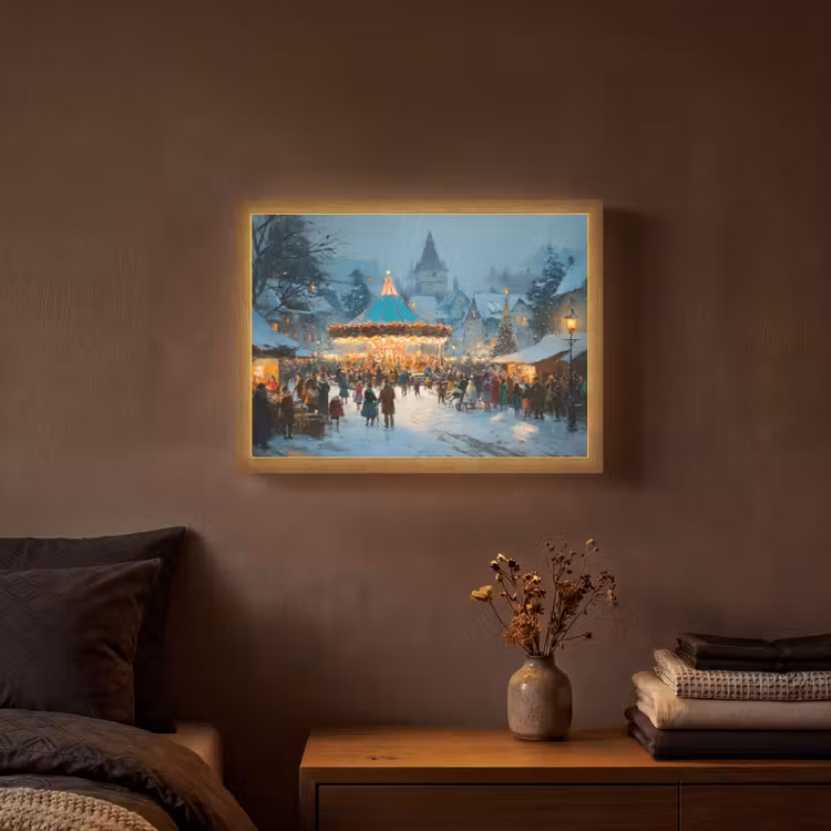 Lightbox - Wandlamp - Winterkermis - Dorp - Kleurrijk — 3