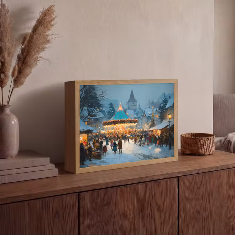 Lightbox - Wandlamp - Winterkermis - Dorp - Kleurrijk — 4
