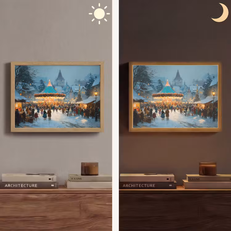 Lightbox - Wandlamp - Winterkermis - Dorp - Kleurrijk — 6