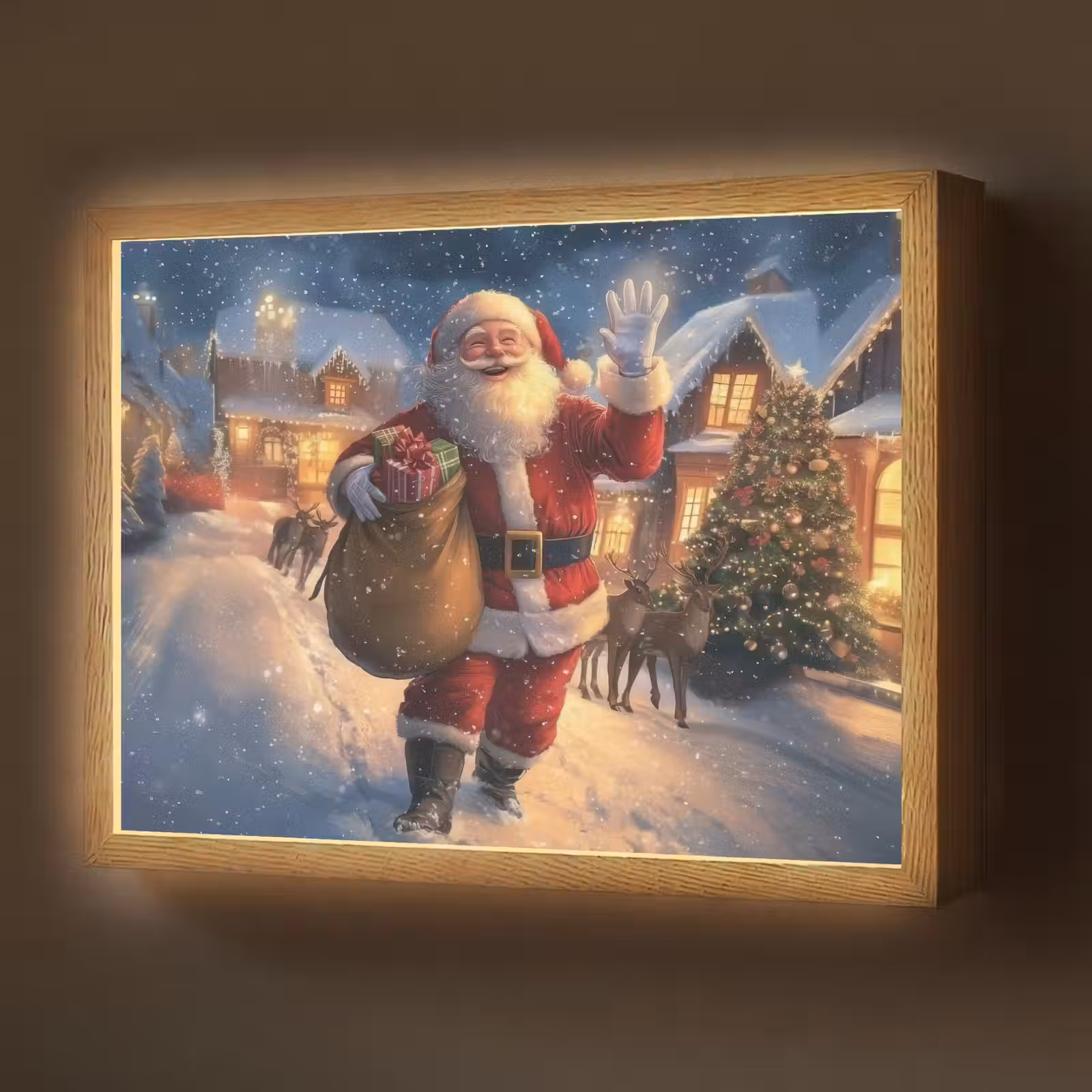 Lightbox - Wandlamp - Kerstman - Dorp - Hert - Donker — 1
