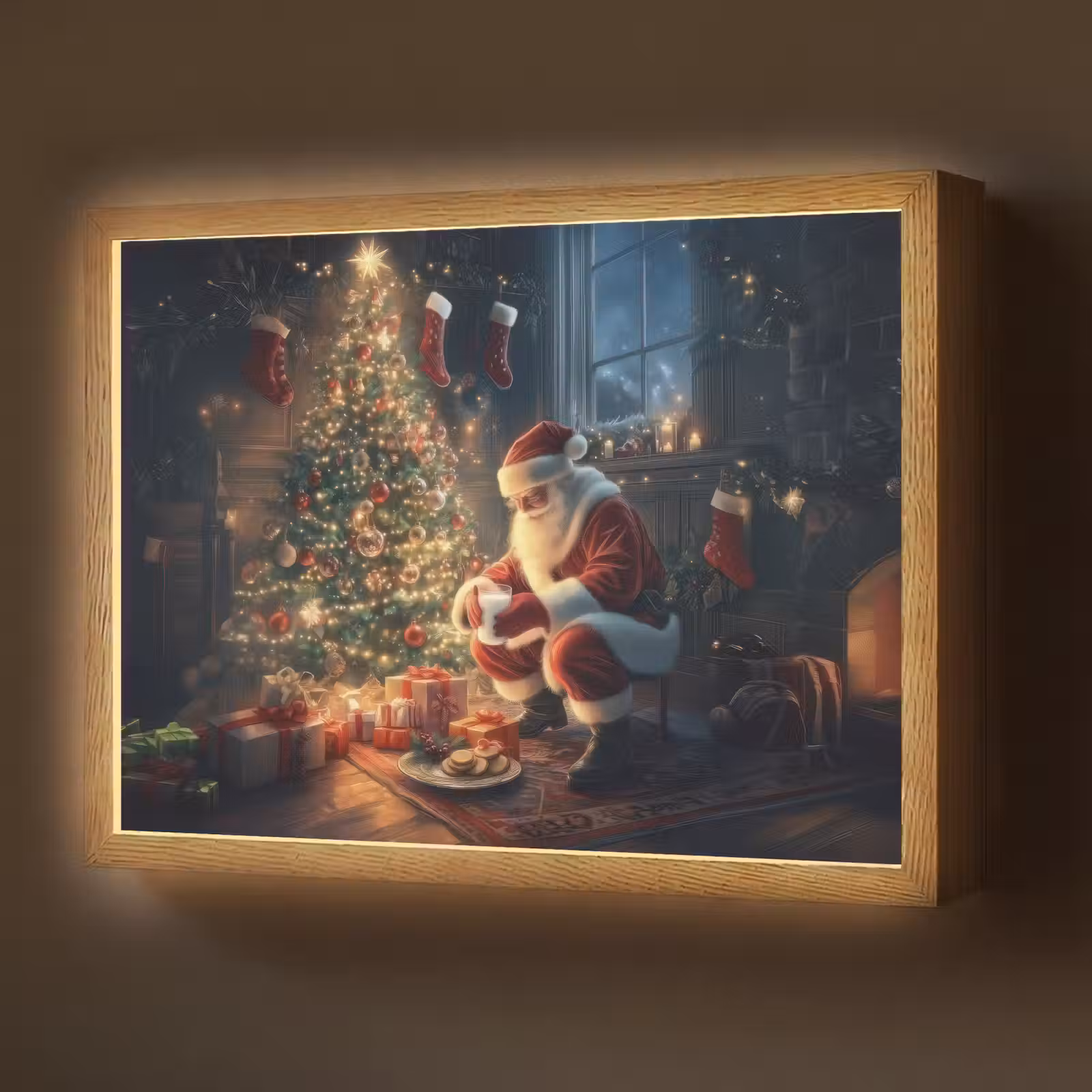 Lightbox - Wandlamp - Kerstman - Haard - Donker — 1