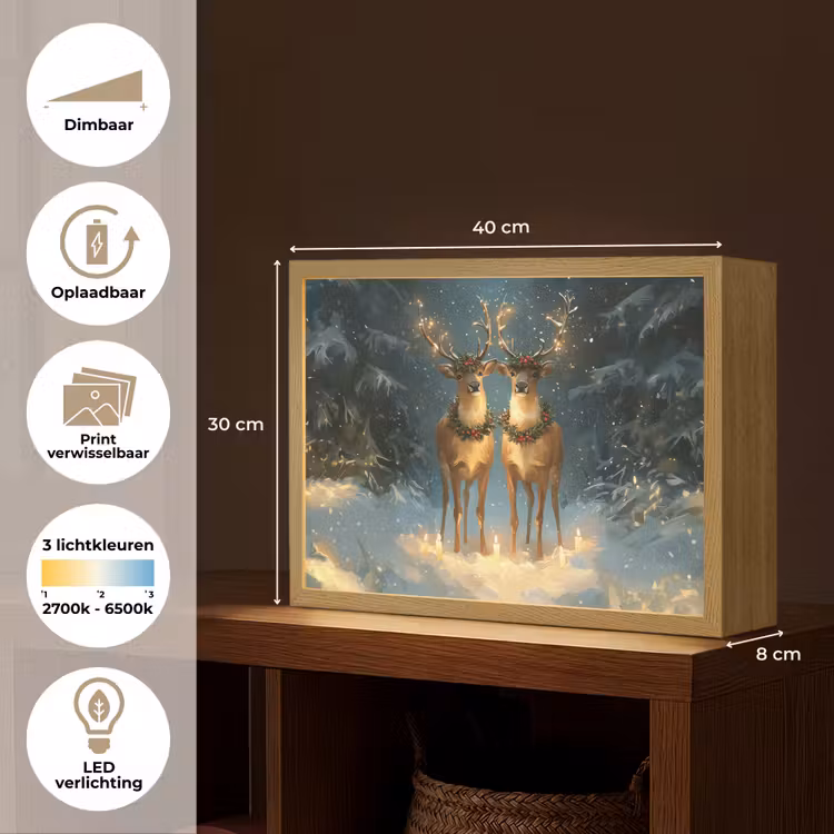 Lightbox - Wandlamp - Dennensprookje - Rendier - Nacht — 10