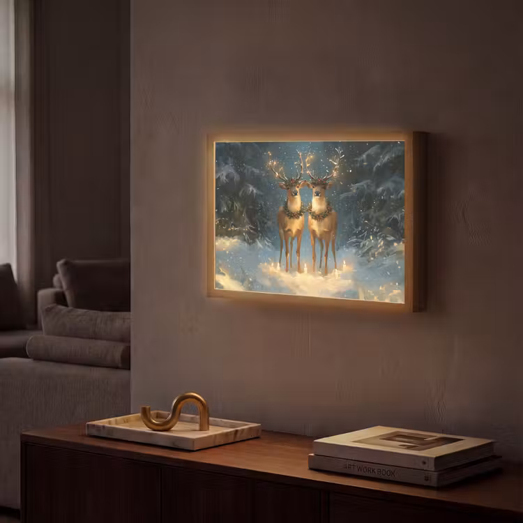 Lightbox - Wandlamp - Dennensprookje - Rendier - Nacht — 2
