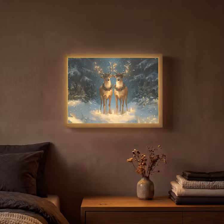 Lightbox - Wandlamp - Dennensprookje - Rendier - Nacht — 3