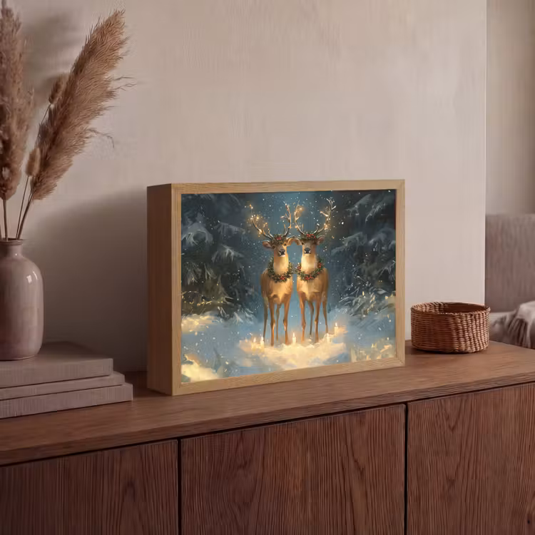 Lightbox - Wandlamp - Dennensprookje - Rendier - Nacht — 4