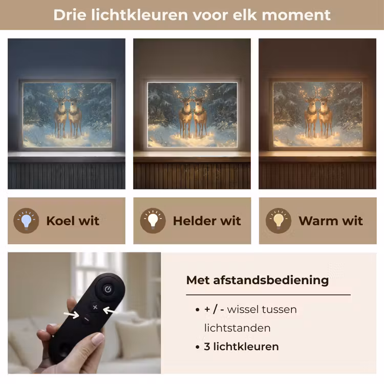 Lightbox - Wandlamp - Dennensprookje - Rendier - Nacht — 8