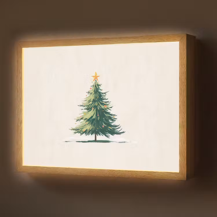 Lightbox - Wandlamp - Kerstboom - Illustratie - Ster - Sneeuw — 1