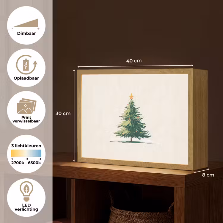 Lightbox - Wandlamp - Kerstboom - Illustratie - Ster - Sneeuw — 10