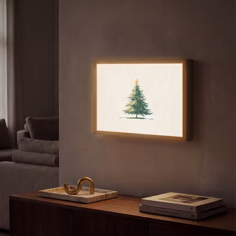 Lightbox - Wandlamp - Kerstboom - Illustratie - Ster - Sneeuw — 2
