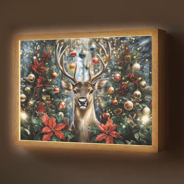 Lightbox - Wandlamp - Kerstfeest - Dennenbos - Rood — 1
