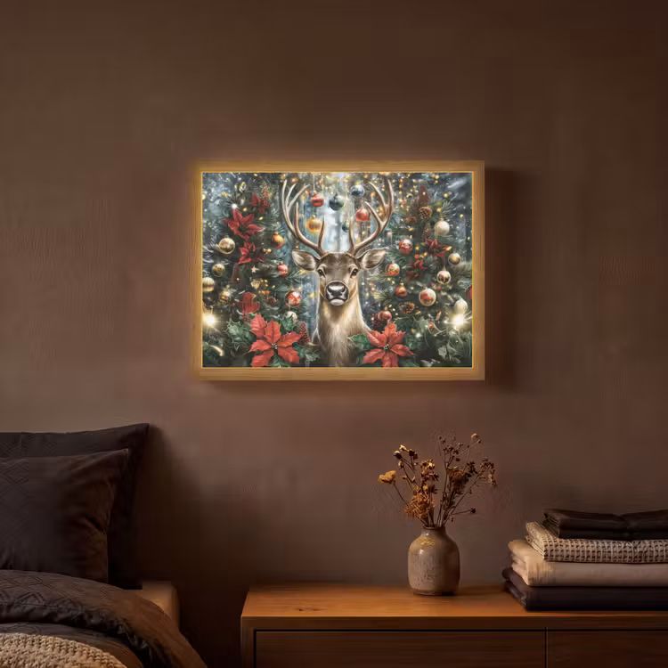 Lightbox - Wandlamp - Kerstfeest - Dennenbos - Rood — 3