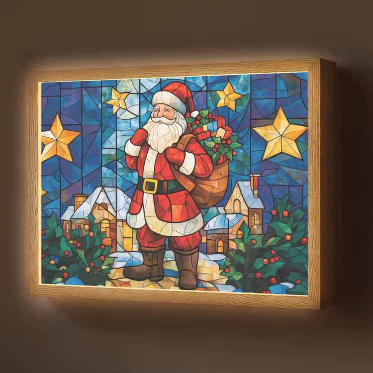 Lightbox - Wandlamp - Kerstman - Glas - Kleurrijk — 1