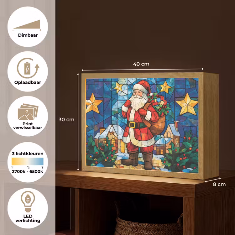 Lightbox - Wandlamp - Kerstman - Glas - Kleurrijk — 10