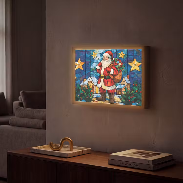 Lightbox - Wandlamp - Kerstman - Glas - Kleurrijk — 2